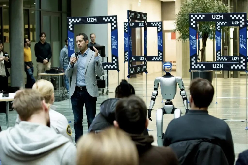 Unitree G1 on stage at UZH event