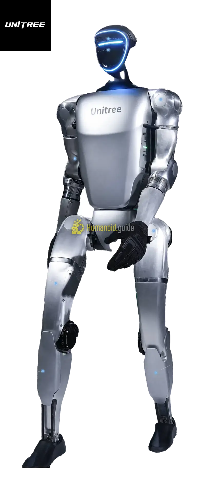 Unitree G1 humanoid robot available for purchase showing the hardware configuration and price point for commercial buyers