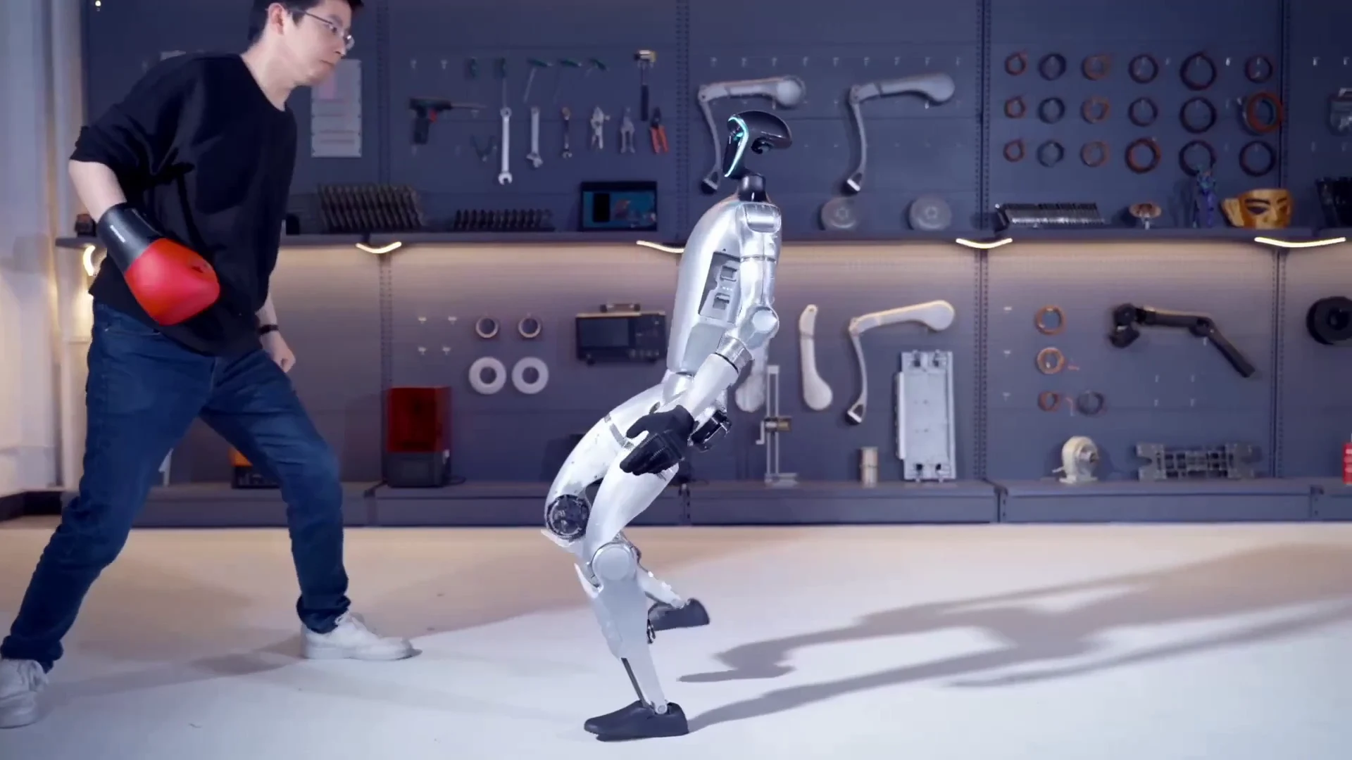 Unitree G1 humanoid robot indoors showing the precision hardware requiring careful freight logistics for US direct import