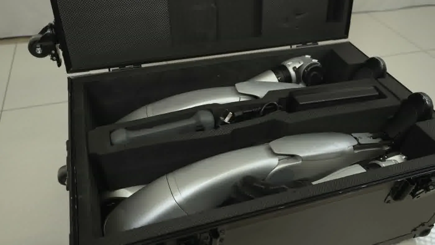 Unitree G1 front view showing body frame across Basic 23-DOF to Ultimate 43-DOF configuration range available in 2026