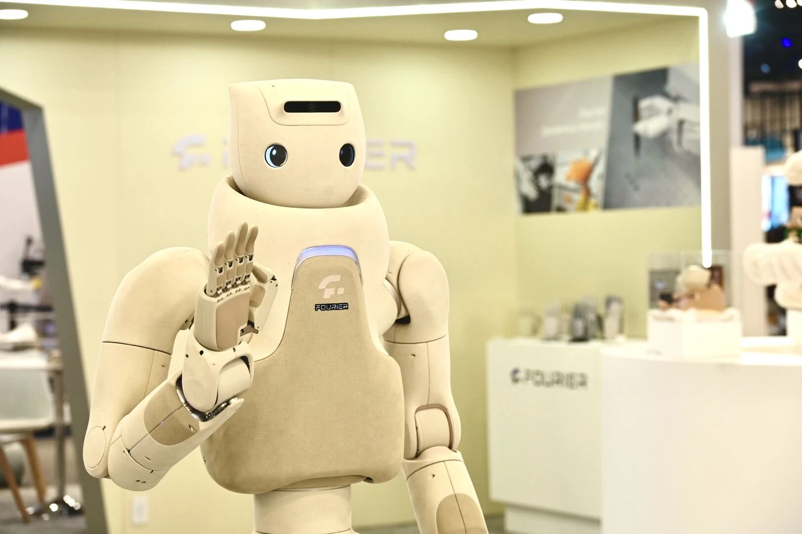 Fourier Intelligence GR-3 humanoid robot with 55 degrees of freedom and dexterous hands at CES 2026 technology showcase