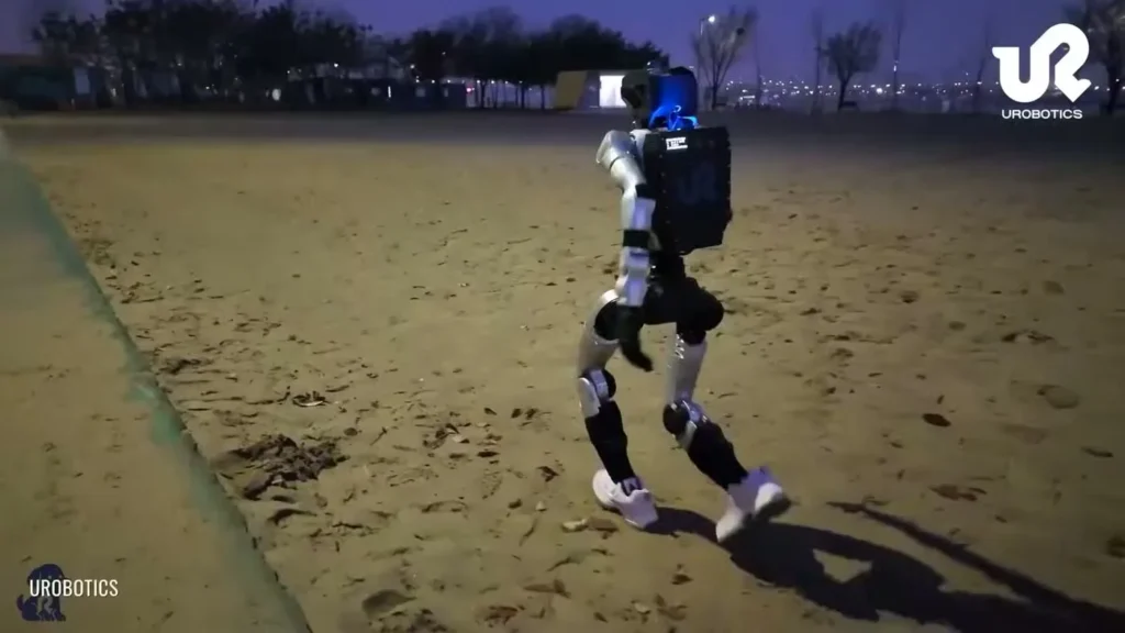 Unitree G1 humanoid robot in an indoor event venue showing its scale and form for wedding guest interaction