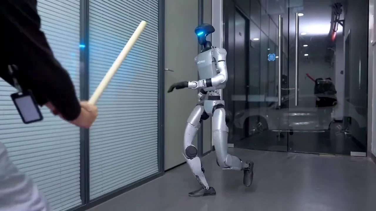 Unitree G1 humanoid robot demonstrating precise movement and agility at a brand activation event