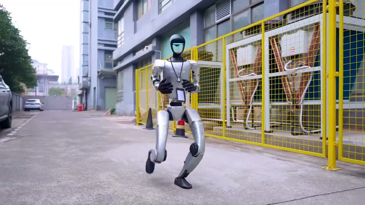 Unitree G1 humanoid robot executing a high kick movement, showing the capability range available for brand activation events