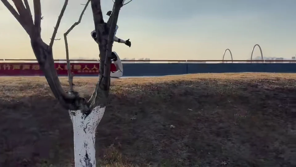 Unitree G1 humanoid robot jogging outdoors showing real-world mobility ahead of a scheduled event