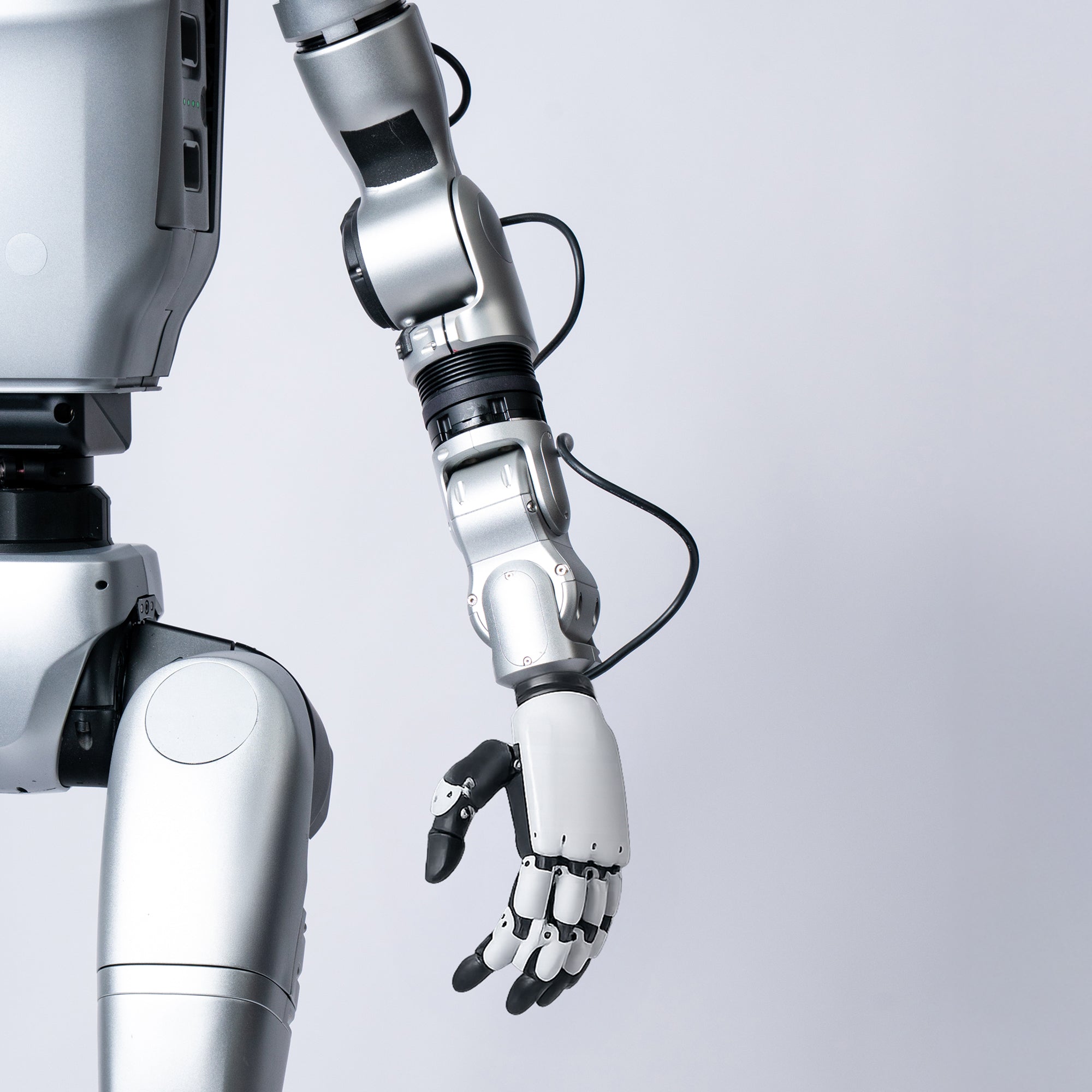Unitree G1 humanoid robot showing the dexterous hand hardware that drives the manipulation specs covered in this section