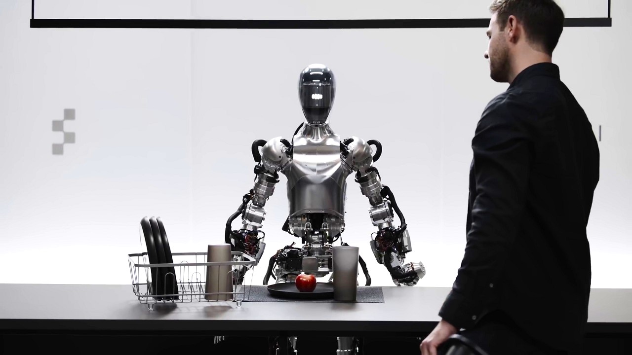 Figure 01 humanoid robot AI voice interaction demo with OpenAI - real-time speech and task response