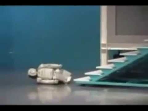 Honda ASIMO humanoid robot falling down stairs in live demo - the canonical recovery failure